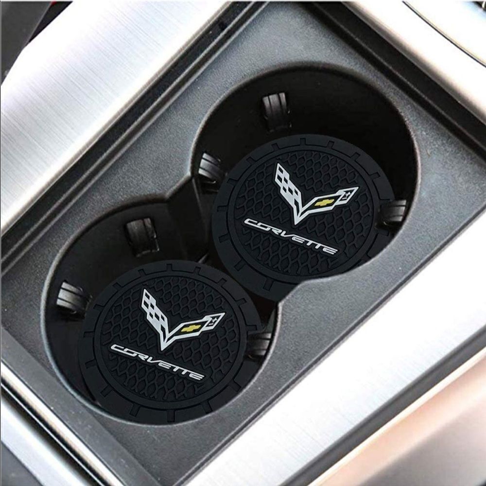 Corvette Car Cup Holder Coasters set of 2 NWT